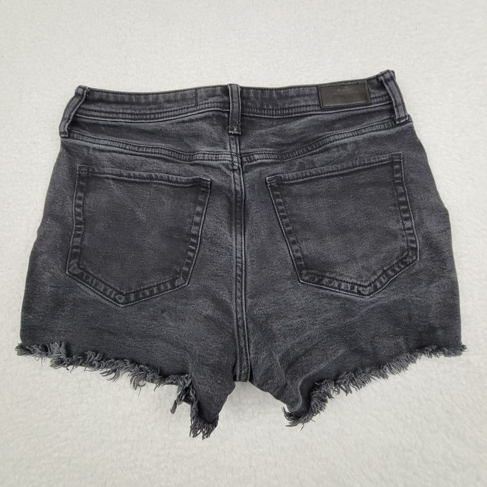 Hollister Curvy High Rise Mom Cut Off Shorts Womens 9 w29 Black Denim Distressed - Picture 7 of 8